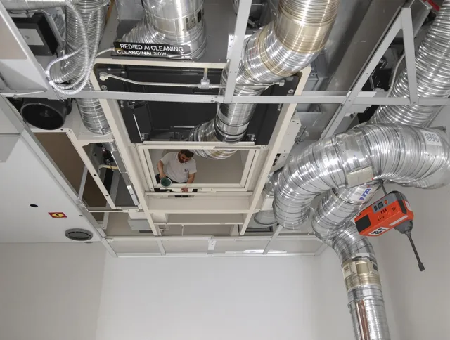 Hopkinton Air Duct Cleaning technician performing detailed central duct system cleaning in Hopkinton