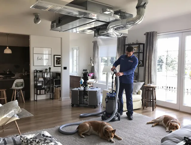 Hopkinton Air Duct Cleaning technician performing detailed indoor duct cleaning for improved air quality in Hopkinton